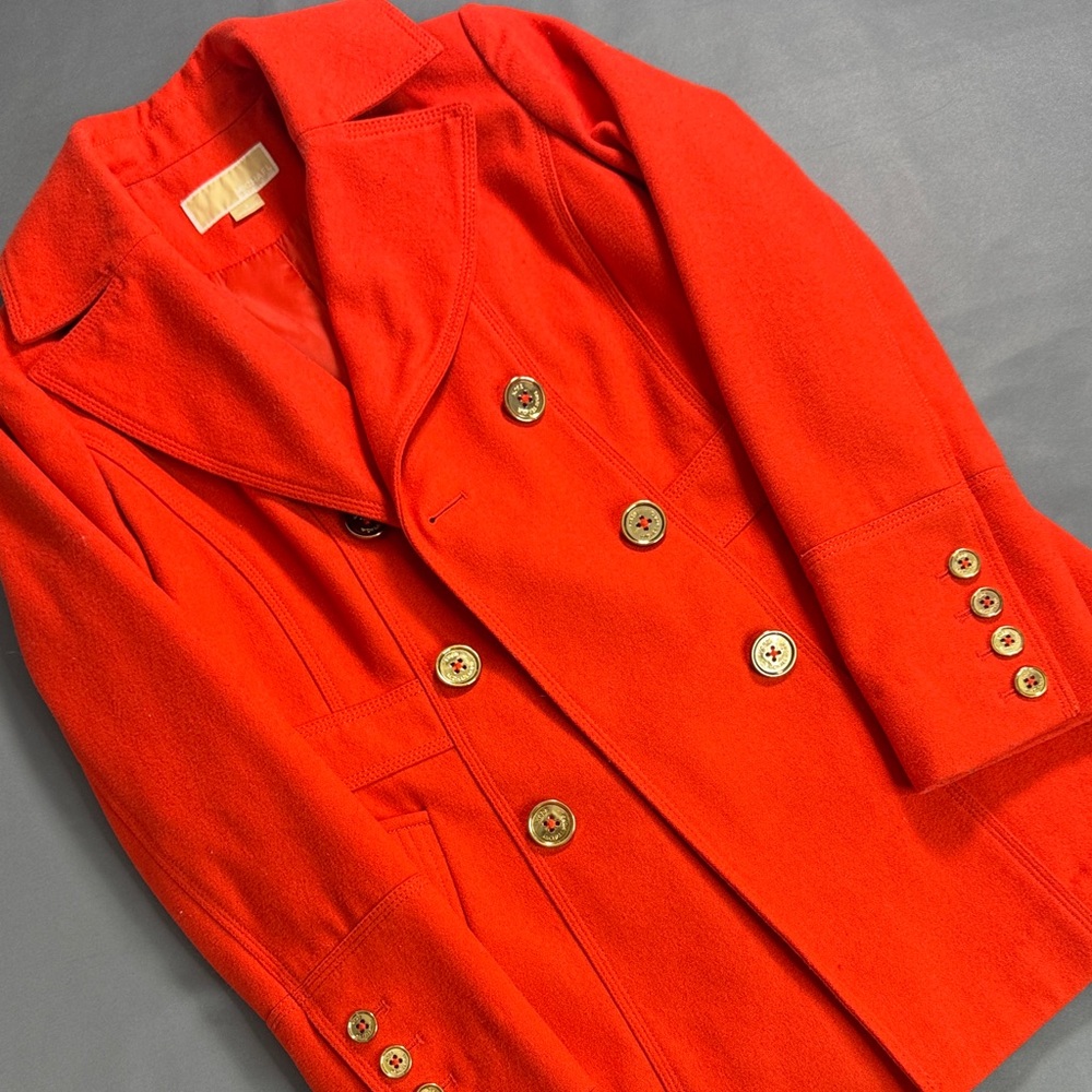 Michael‎ Kors Orange Wool Blend Peacoat Size 4